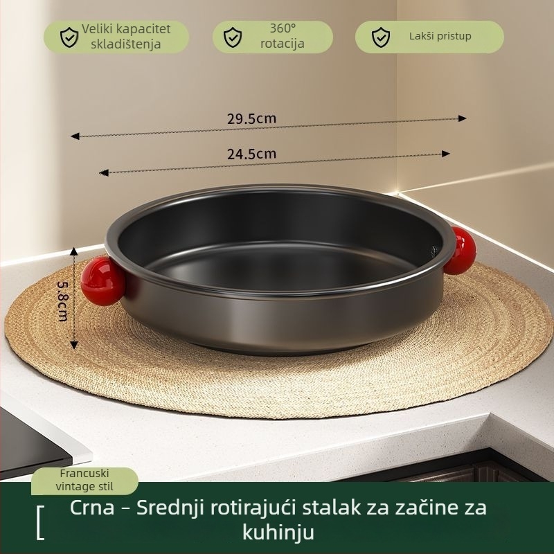 Višenamjenski kuhinjski stalak za pohranu na radnoj ploči, s organizatorom za začine velikog kapaciteta, okretna posuda za začine, otporna na hrđu, podignut dizajn za bolju organizaciju.