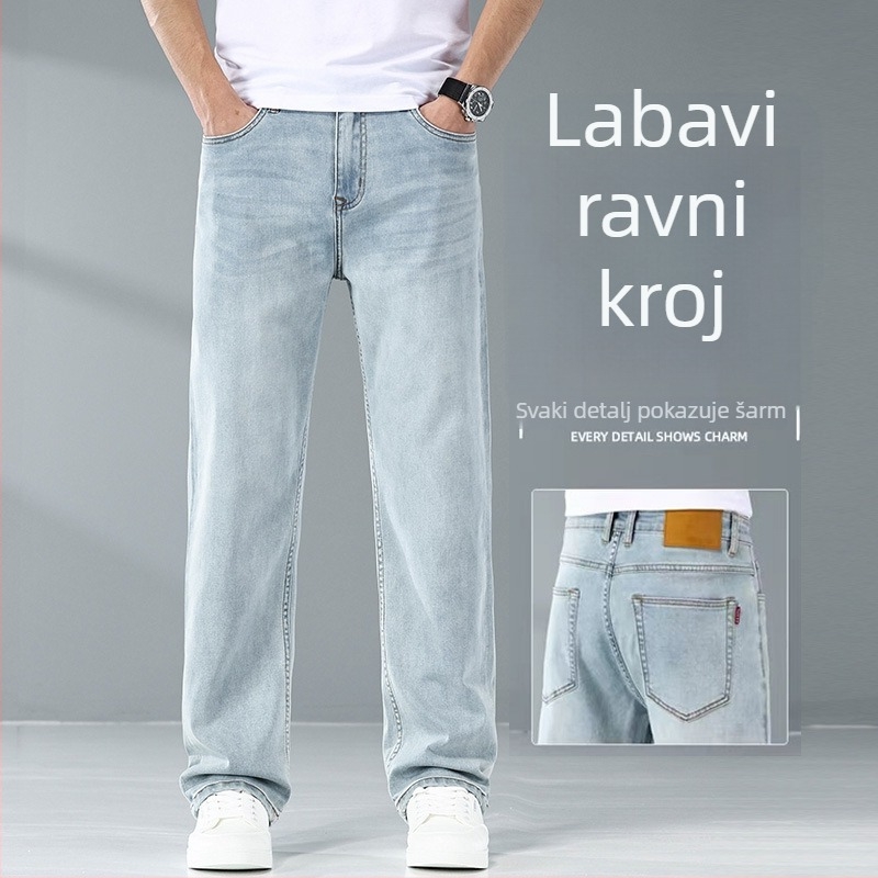 Muške svijetloplave traperice ravnog kroja, slim-fit, proljeće 2026, svakodnevni lagani denim