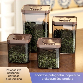 Čajni spremnik, zatvarač, otporan na vlagu, proziran, prehrambene kvalitete, za crni i zeleni čaj, zaštita od svjetla, 600 ml
