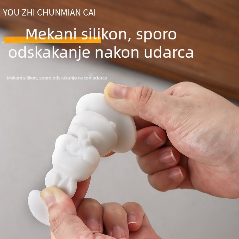 Crtani bijeli zeko – silikonski doraz za vrata s usisom, plastični, bez bušenja, višestruka namjena