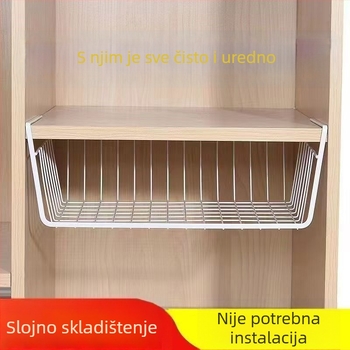 Čvrsti metalni regaľ za dom za studente, s visećom košarom ispod stola i kuhinjskim zidnim ormarićem, jednoslojni organizator za donje rublje