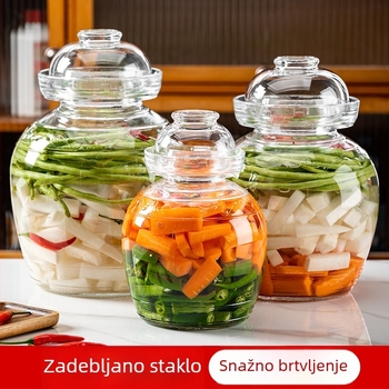 Velika staklena posuda za kiseljenje za kućnu uporabu, zatvorena posuda za čuvanje povrća, Sichuan stil slanog povrća