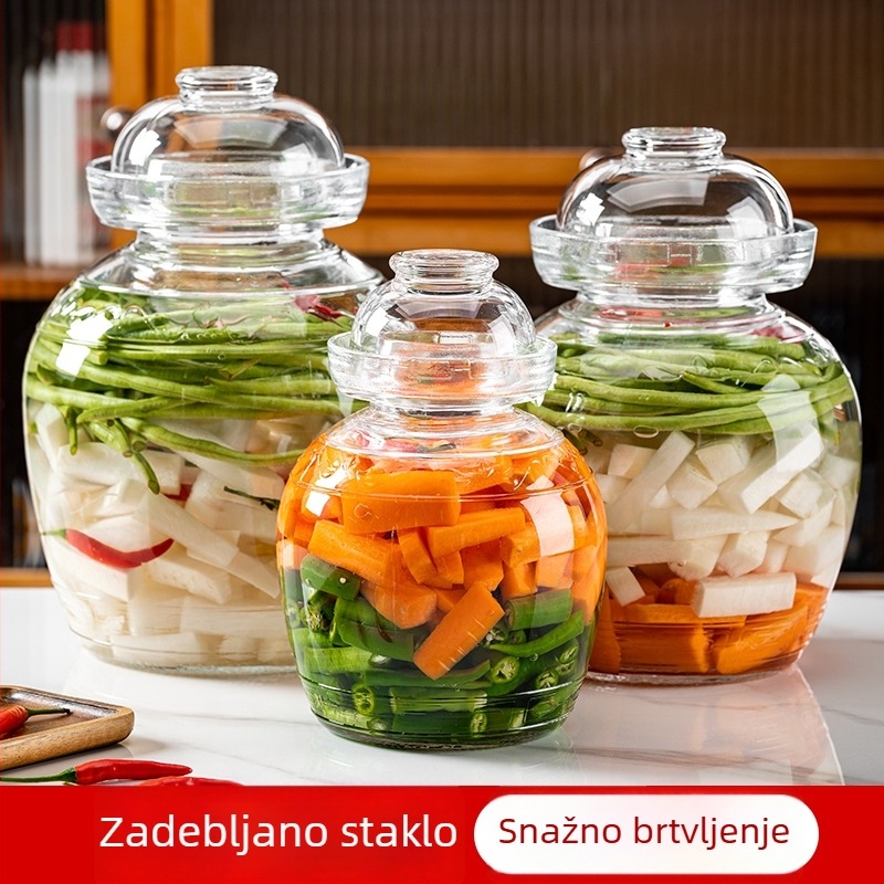 Velika staklena posuda za kiseljenje za kućnu uporabu, zatvorena posuda za čuvanje povrća, Sichuan stil slanog povrća