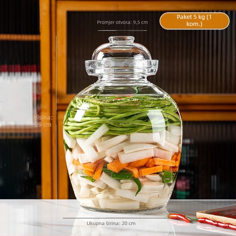 Velika staklena posuda za kiseljenje za kućnu uporabu, zatvorena posuda za čuvanje povrća, Sichuan stil slanog povrća