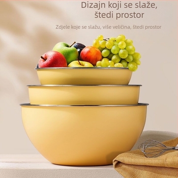 Šarolika nehrđajući čelična zdjela za tijesto, prehrambena kvaliteta, neprijanjajuća, pogodna za izmijesenje tijesta, tučenje jaja i pečenje