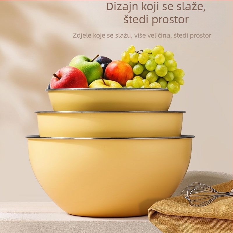 Šarolika nehrđajući čelična zdjela za tijesto, prehrambena kvaliteta, neprijanjajuća, pogodna za izmijesenje tijesta, tučenje jaja i pečenje
