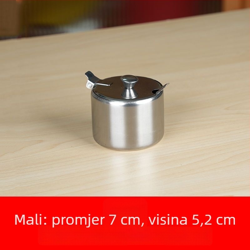 Debeli nehrđajući čelični spremnik za začine s ručkom, šećernik, posuda za restoran chili ulje sa žlicom, kućni set začina
