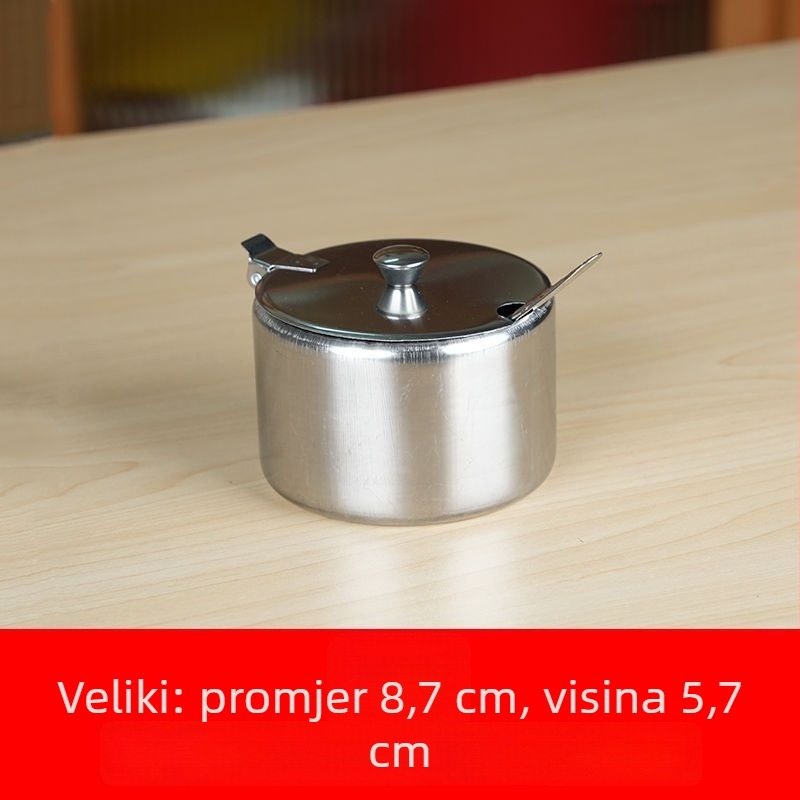 Debeli nehrđajući čelični spremnik za začine s ručkom, šećernik, posuda za restoran chili ulje sa žlicom, kućni set začina