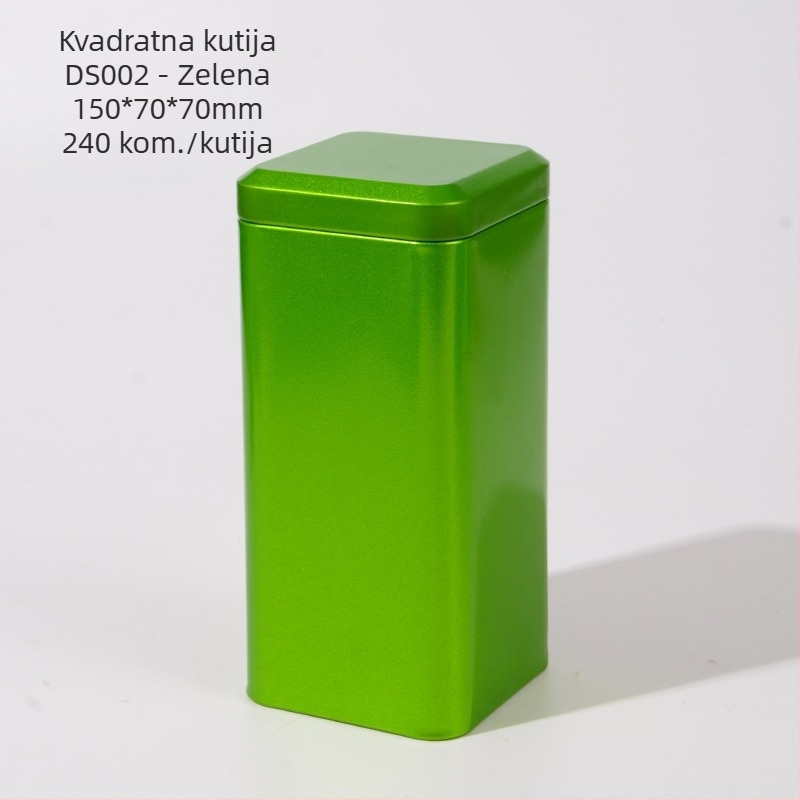 50 g kvadratna metalna kutija za čaj – prazna kutija za crni i zeleni čaj