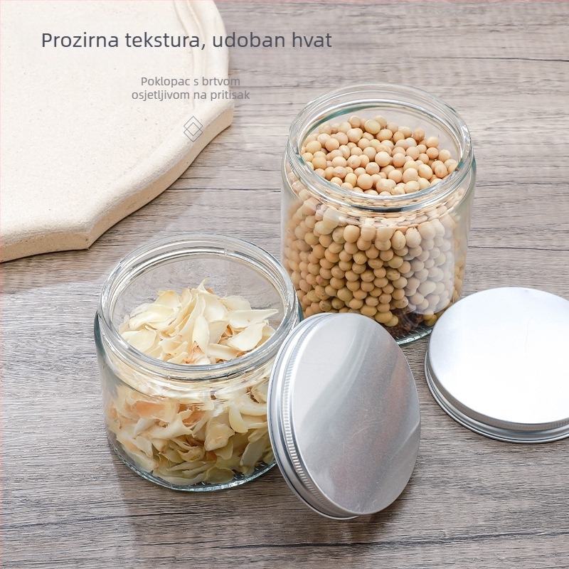 Okroglasti stakleni spremnik za pohranu, sa hermetičkim poklopom, za čili umak, med, boca Bird's Nest i skladištenje žitarica, kapacitet ispod 300 ml