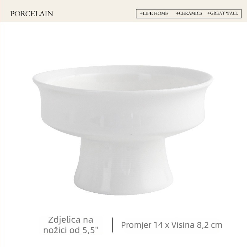 Porcelanske zdjele u palaćnom stilu za deserte i sladoled, visoke zdjele, za kućnu upotrebu, pladanj za suho voće, za hotel i restoran.