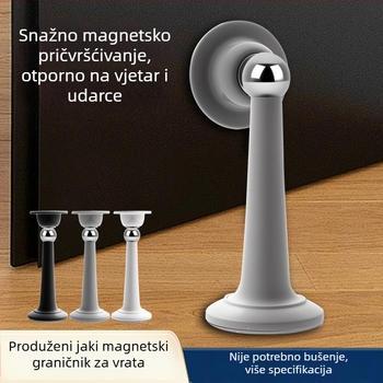 Bez bušenja - Uspornik za vrata s jakim magnetom, podni usisni zaustavljač za kupaonska vrata, fiksni silikonasti zaustavljač