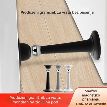 Bez bušenja - Uspornik za vrata s jakim magnetom, podni usisni zaustavljač za kupaonska vrata, fiksni silikonasti zaustavljač