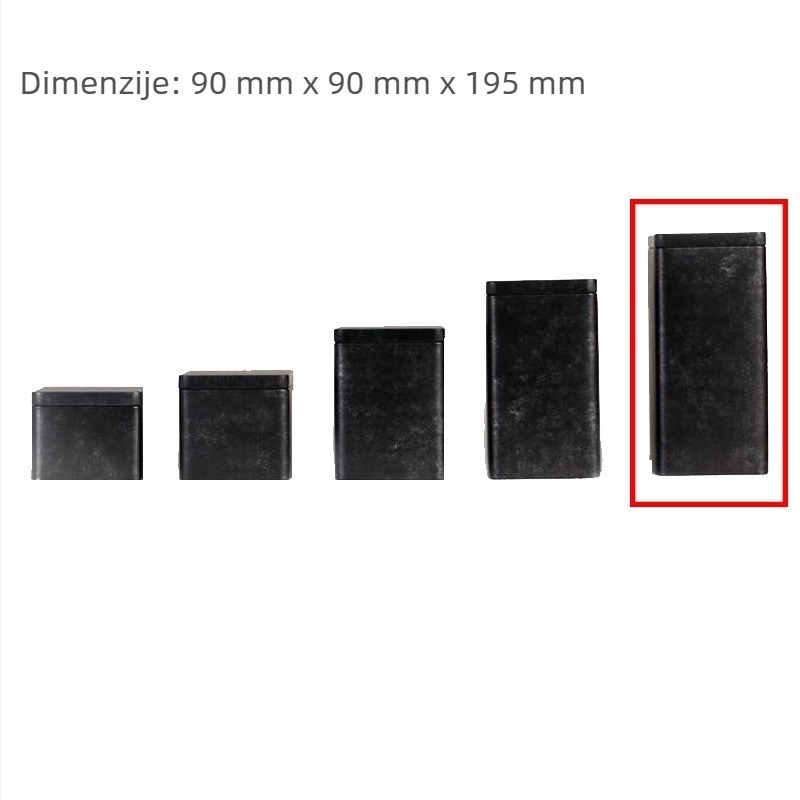 Vintage četvrtasta metalna kutija za čaj, mat završna obrada, offset tisak, pakiranje čaja, dimenzije 90 × 90 × 70–195 mm
