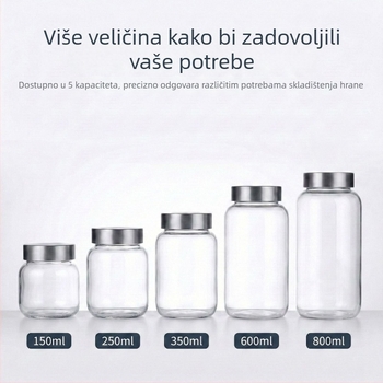 Zatvorena staklena posuda od borosilikatnog stakla, prozirna za čaj, kiseli krastavci i kućno skladištenje