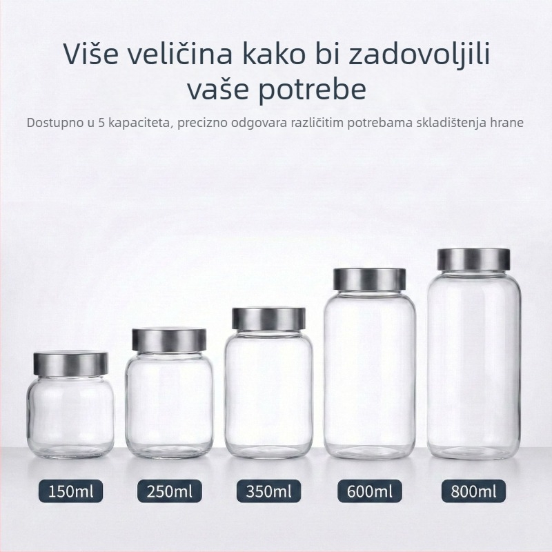 Zatvorena staklena posuda od borosilikatnog stakla, prozirna za čaj, kiseli krastavci i kućno skladištenje