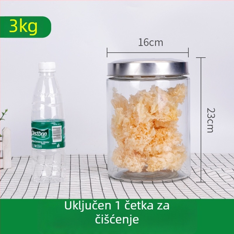 Staklena posuda bez olova za čaj, proziran veliki zatvoren spremnik za sušeno voće, žitarice i kineske biljke, poklopac za pritisk