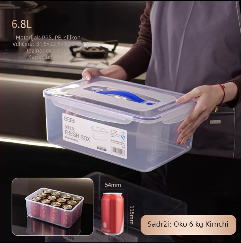 Prijenosna plastična kutija za hranu s čvrstim poklopcem, pogodna za kimchi, roštilj, brzu hranu, suhe namirnice i žitarice