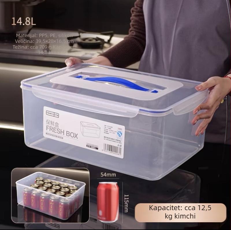 Prijenosna plastična kutija za hranu s čvrstim poklopcem, pogodna za kimchi, roštilj, brzu hranu, suhe namirnice i žitarice