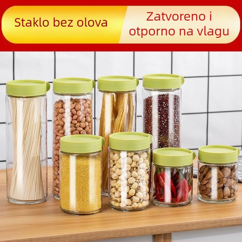 Staklena posuda s poklopcem, otporna na vlagu, kuhinjska staklena posuda za suho voće i čaj