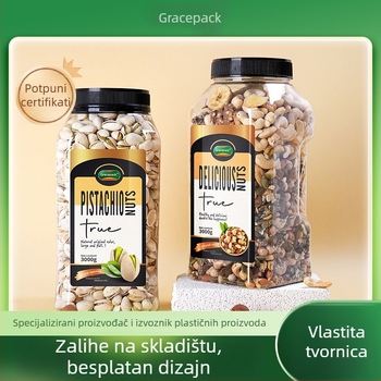 Prozirna PET plastična posuda za orašaste plodove, žitarice i grickalice – na veliko prodajno, zatvorena posuda za skladištenje