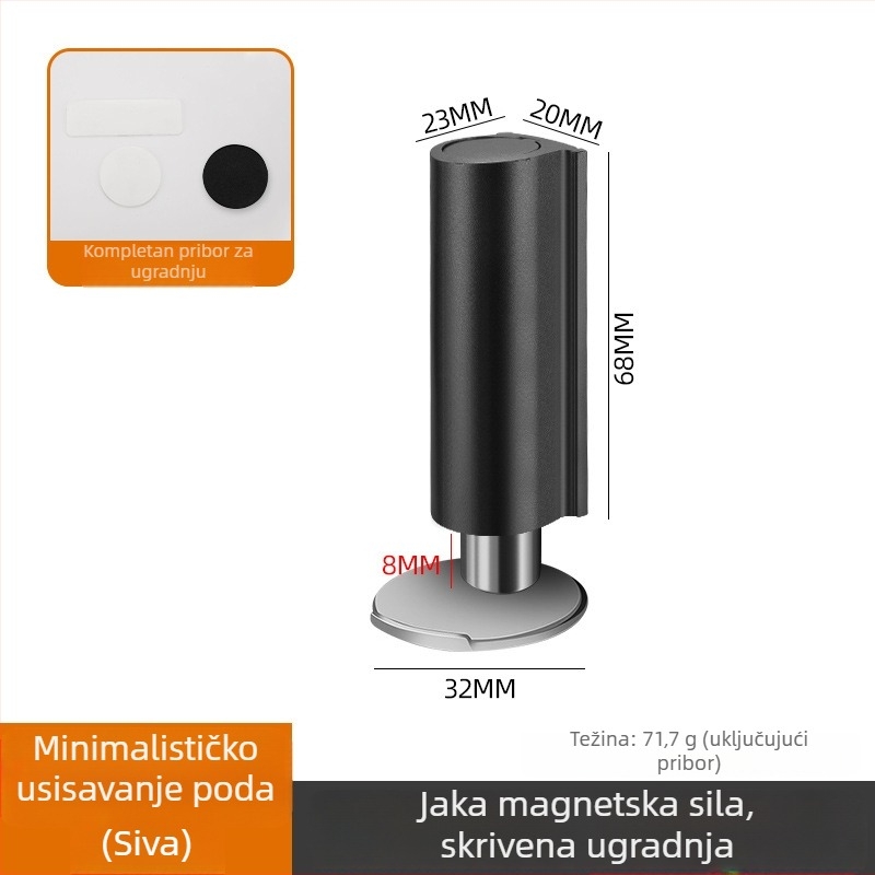 Nerđajući čelik, bez bušenja, podni magnetski zaustavljač vrata, otporan na vjetar, skriven, otporan na sudare