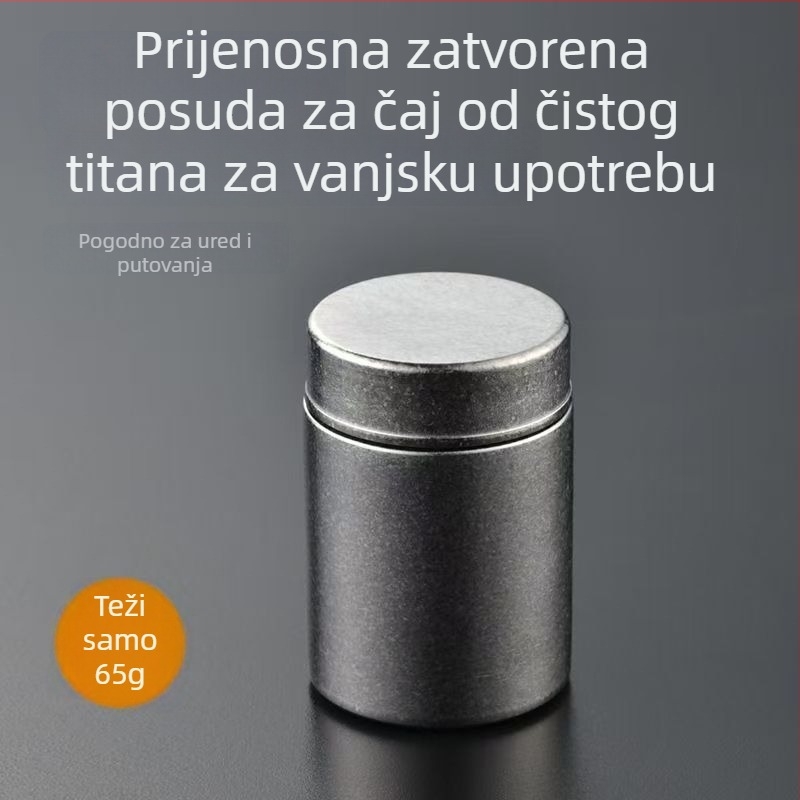 Čisto titanijska posuda za čaj za putovanja — zatvorena, otporna na vlagu, višenamjenska mini ambalaža za čaj, titanijska prijenosna kutija za auto