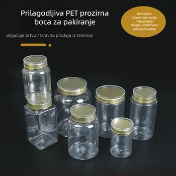 Prozirna PET plastična posuda za hranu i grickalice, široko otvorena, okruglog oblika, za orašaste plodove, kekse i bombone, zapečaćena posuda