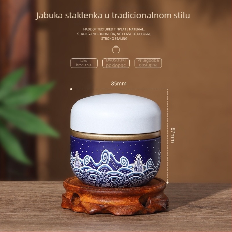 Japanski stil metalna kutija za čaj, otporna na vlagu, mini prenosna i zatvorena, s mogućnošću prilagođenog tiska
