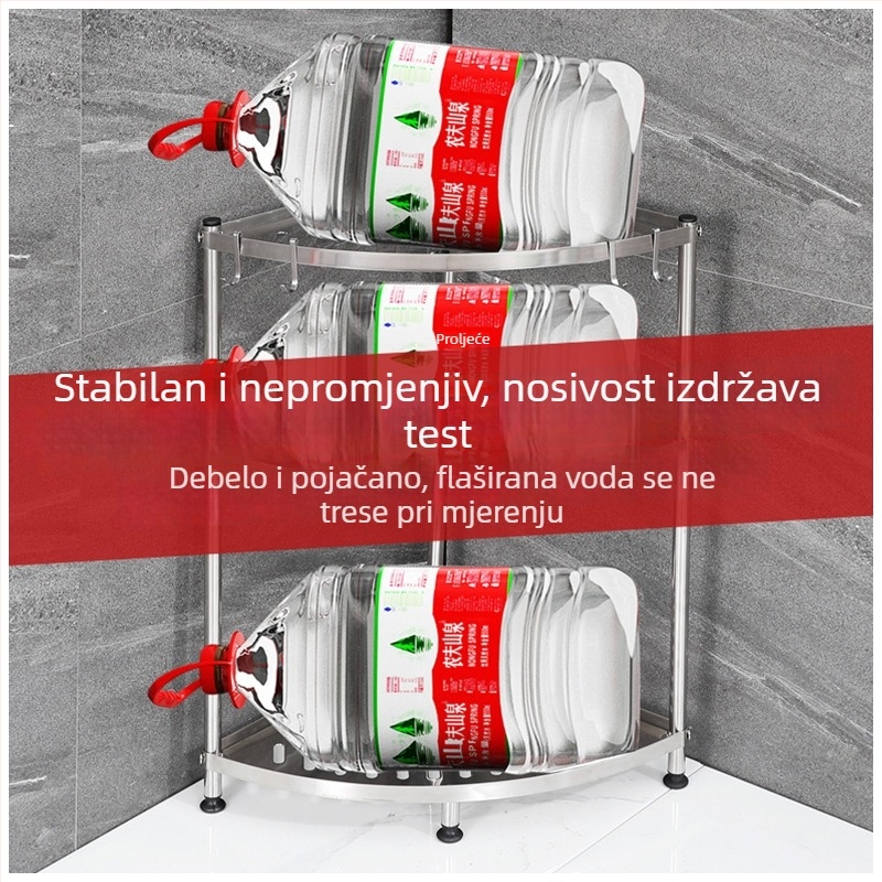 Rohasti 6‑etažni ormar za pohranu, u obliku ventilatora, postolni stalak od nehrđajućeg čelika, za kupaonicu i kuhinju
