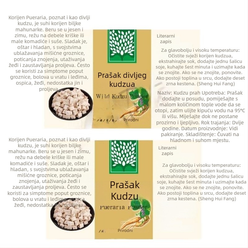 Divlji Kudzu prah u prozirnoj plastičnoj bočici od 500 ml s poklopcem