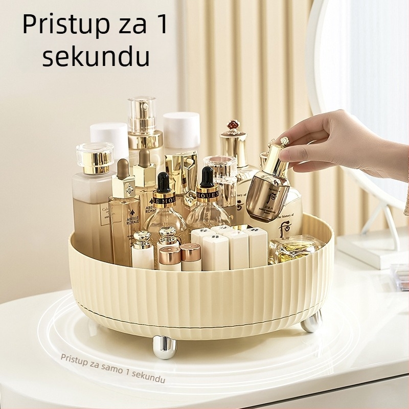 Okretni stolni organizator kozmetike s velikim kapacitetom za kućnu upotrebu, plastični držač za pohranu njege kože, sjenilo za oči i ruž
