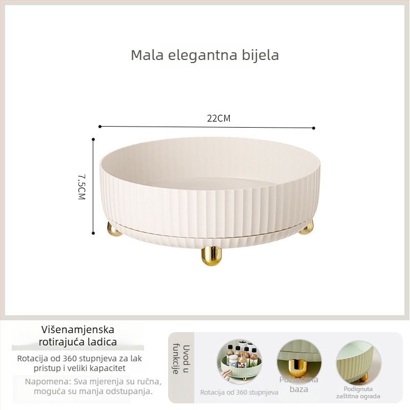 Okretni stolni organizator kozmetike s velikim kapacitetom za kućnu upotrebu, plastični držač za pohranu njege kože, sjenilo za oči i ruž