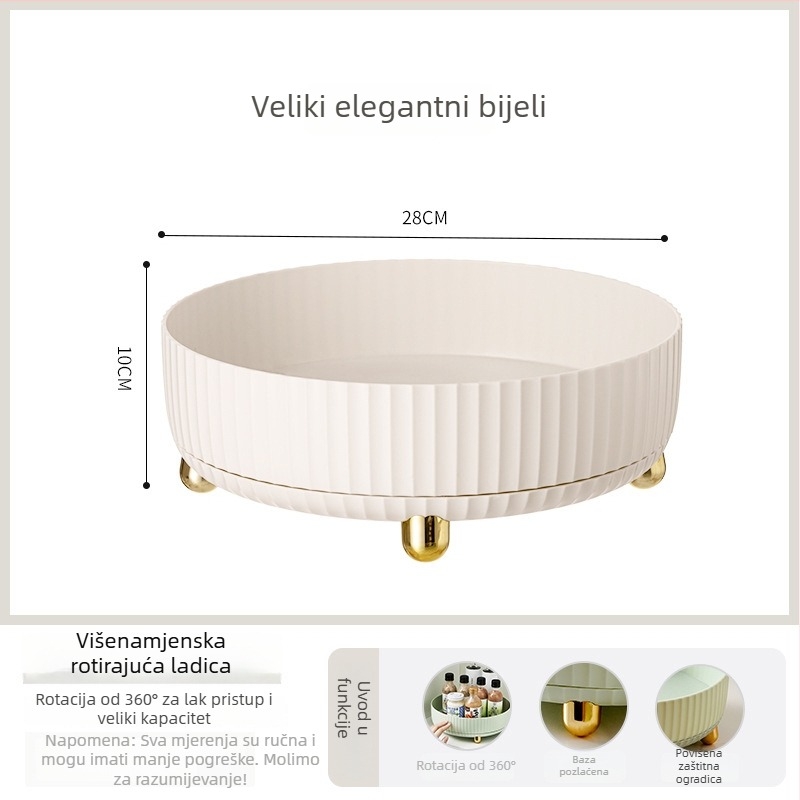 Okretni stolni organizator kozmetike s velikim kapacitetom za kućnu upotrebu, plastični držač za pohranu njege kože, sjenilo za oči i ruž