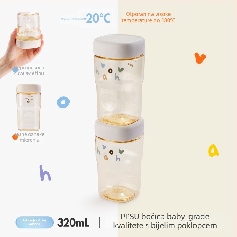 Set PPSU zatvorenih posuda: ovalne boce do 300 ml, kutije za voće, čaše za jogurt i kavu
