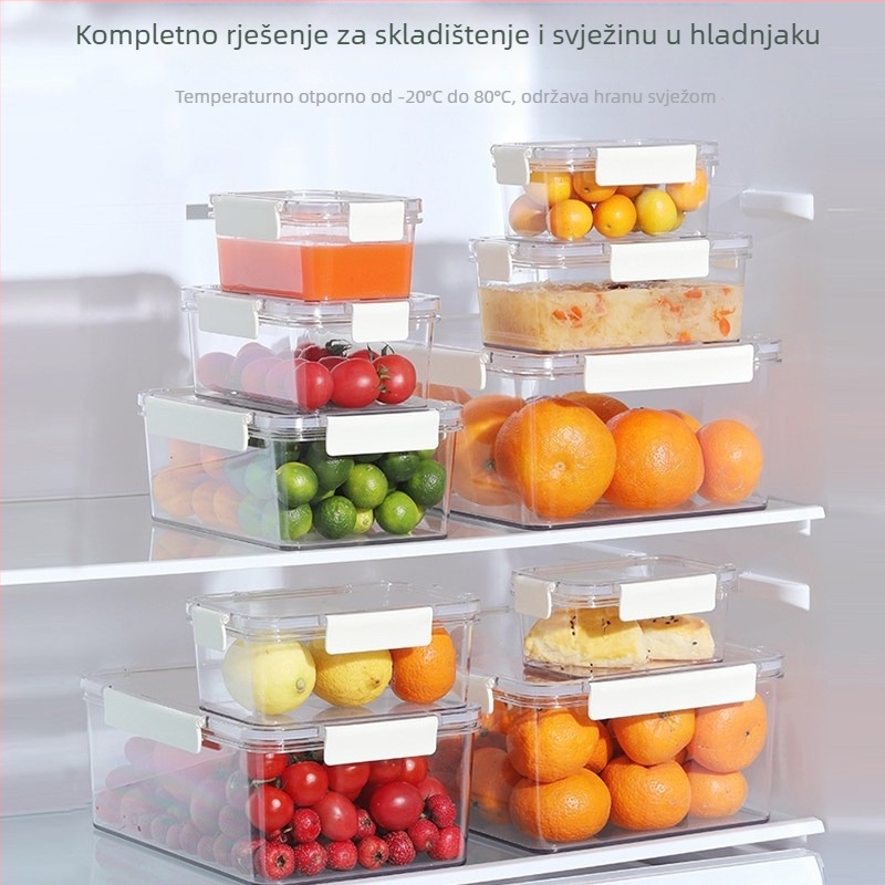 Prozirna kutija za pohranu u hladnjaku, s čvrstim poklopcem, prehrambena kvaliteta, velika kapaciteta za čuvanje svježih namirnica, zamrznute hrane, kiseli krastavci i voće