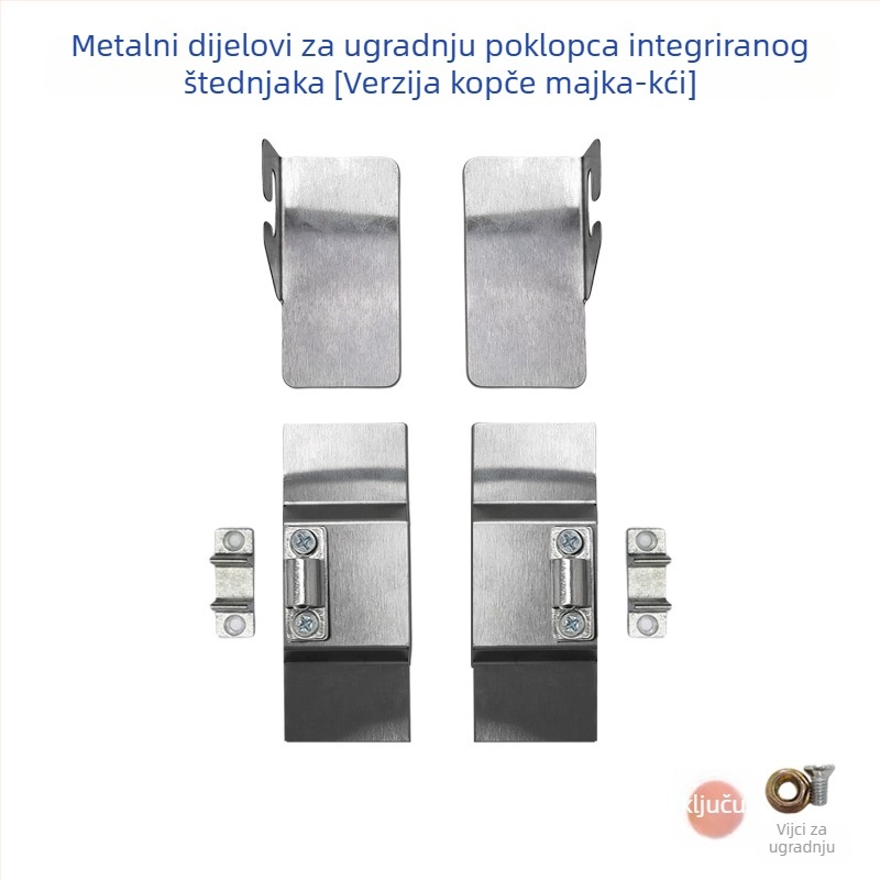 Set za montažu staklenog i metalnog nosača za integrirani napa, uključuje 7‑oblik okvir, stakleni držač, metalnu kopču i magnetski zatvarač