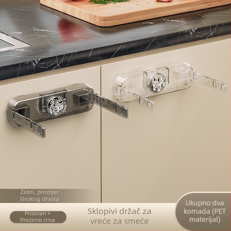 Sklopivi zidni držač za vrećice za smeće, kuhinjski, sa usisnom čašom