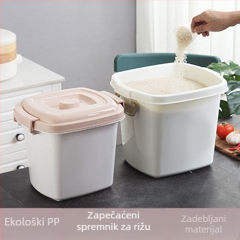 Zatvoren plastični spremnik za rižu, otporan na insekte, skladištenje riže i brašna, kapacitet 25 kg, čvrsta konstrukcija
