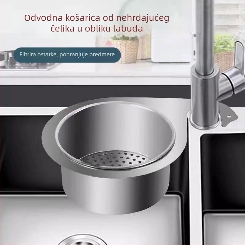 Trokutasti koš od nehrđajućeg čelika sa filtrom, visići, dizajn labud