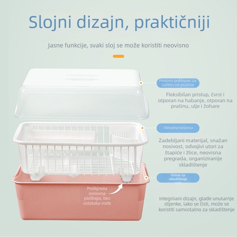 Stalak za zdjele i tanjure s poklopcem, organizator posuđa i odvlaživač za kuhinju, polica za skladištenje – Camellia uzorak