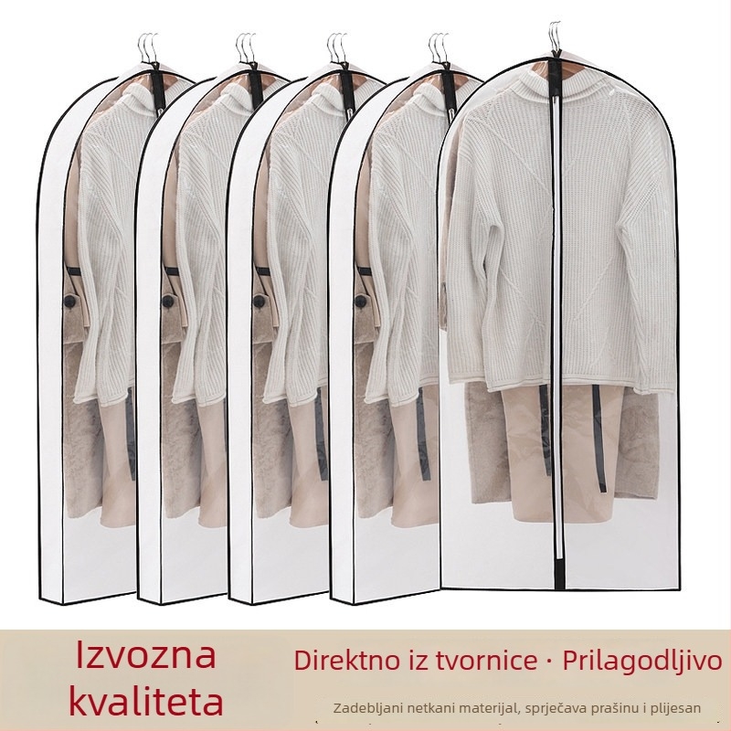 Prozirna 3D zaštita od prašine za odjeću od netkane tkanine, vrećica za vješanje krznenog kaputa