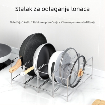 Nehrđajući ormar za spremanje tava i lonaca, ugrađeni zidni nosač, bočno skladište ispod sudopera za druge predmete