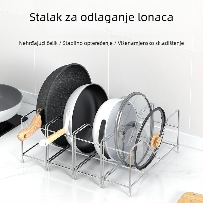 Nehrđajući ormar za spremanje tava i lonaca, ugrađeni zidni nosač, bočno skladište ispod sudopera za druge predmete