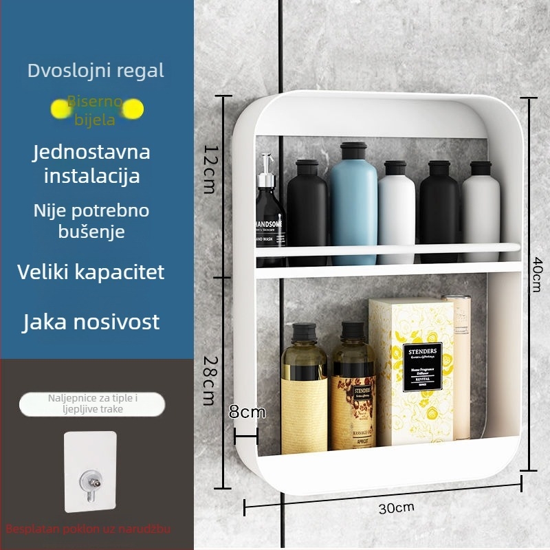 Četveroslojni zidni nosač za kozmetiku, kuhinjske začine i kupaonicu, bez bušenja