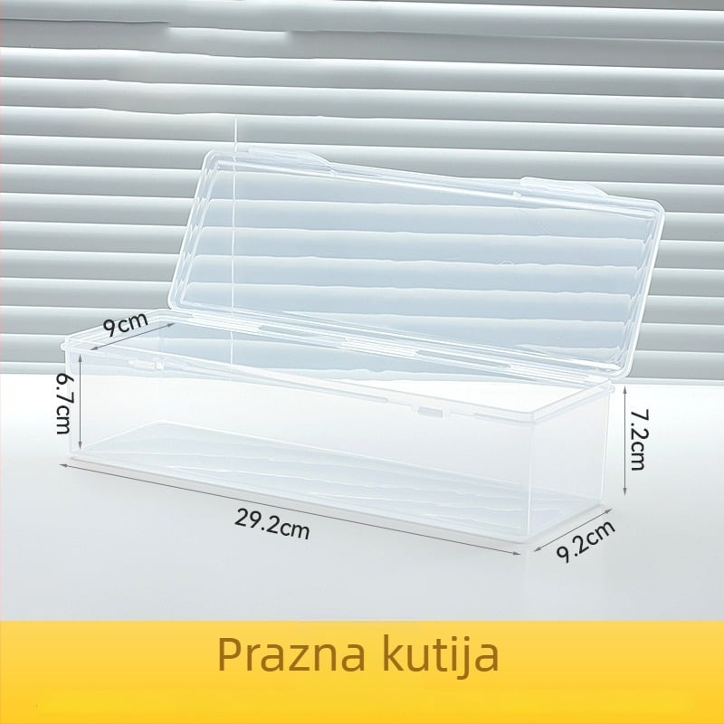 Prozirna plastična kutija za lijekove s podijeljenim pretincima i poklopcem preklopnim za kućnu upotrebu