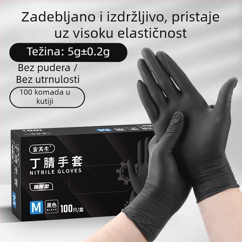 Anqisheng Jednokratne crne nitril rukavice, izdržljive i debele za kućnu i kuhinjsku upotrebu