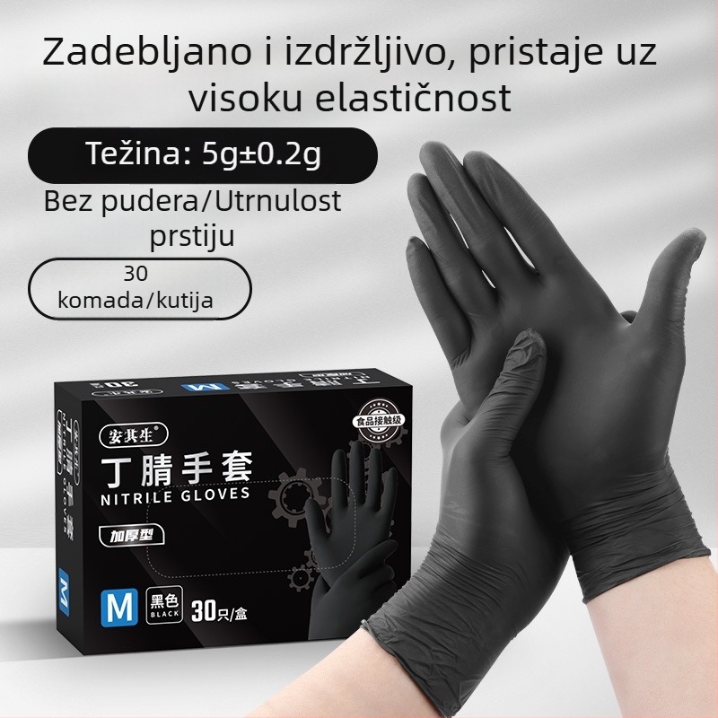 Anqisheng Jednokratne crne nitril rukavice, izdržljive i debele za kućnu i kuhinjsku upotrebu