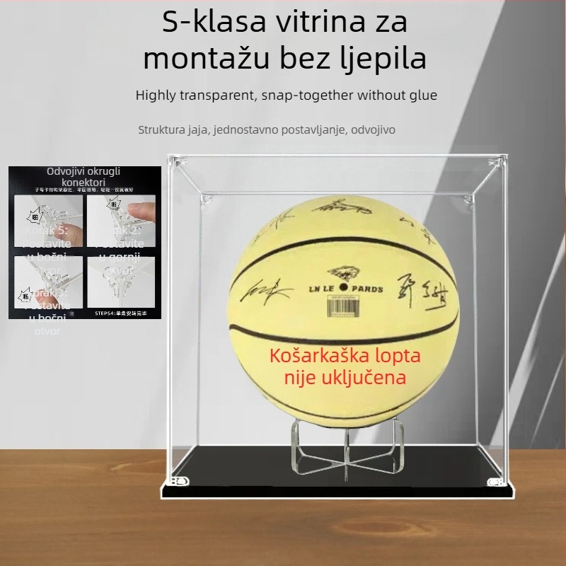 Prozirna kutija za izlaganje potpisane košarkaške lopte, stakleni poklopac protiv prašine, akrilna izložbena kutija