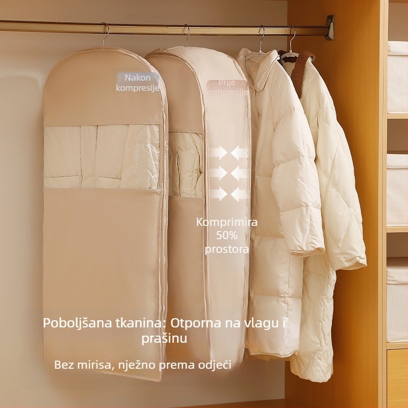 Anqin kompresijska torba za pohranu jakni s perjem, za dugačke kapute, zaštita od prašine za odjeću na vješanje